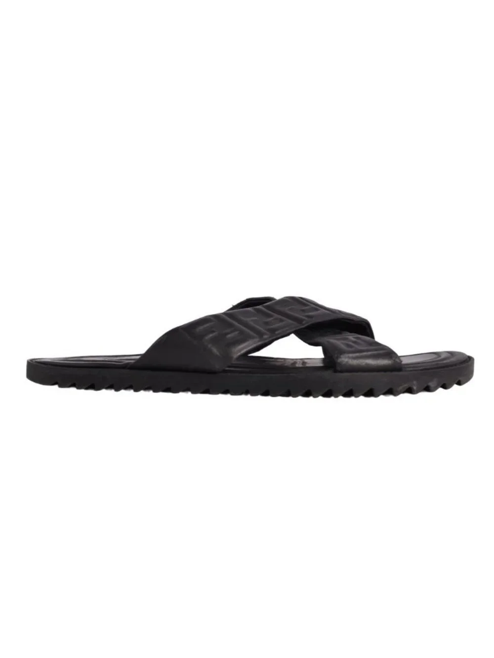 Fendi Sandals FF Logo Zucchini Slide Leather